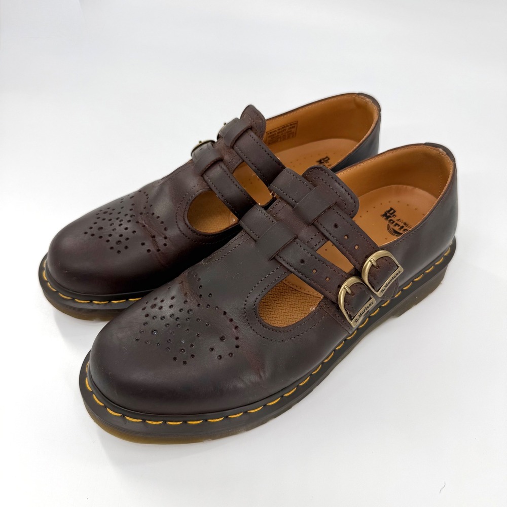 Dr. Martens 8065 Mary Jane Women 10 Dark Brown Double Buckle Leather